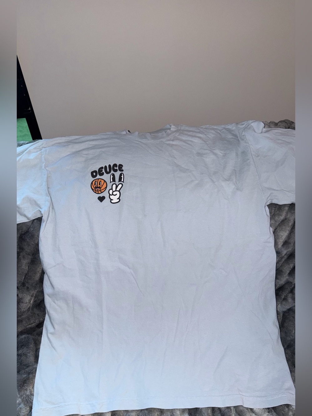 Deuce Light Blue Graphic Tee with Orange & Black Accents